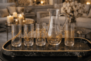 Vandglas med kande guld
