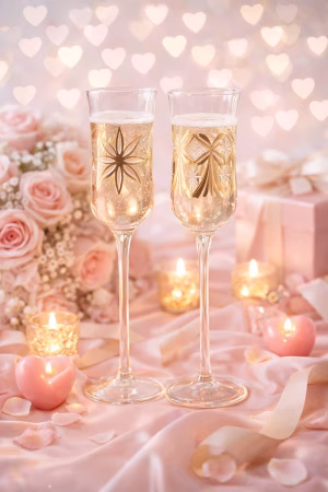 2 Champagne glas på pink baggrund